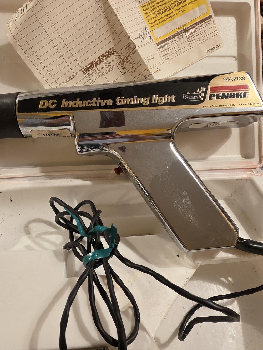 1979 Penski Timing Light W Original Storage Box, Sales Receipt And Instructions